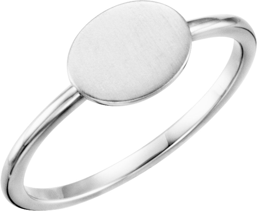 14K White Be Posh® Engravable Signet Ring