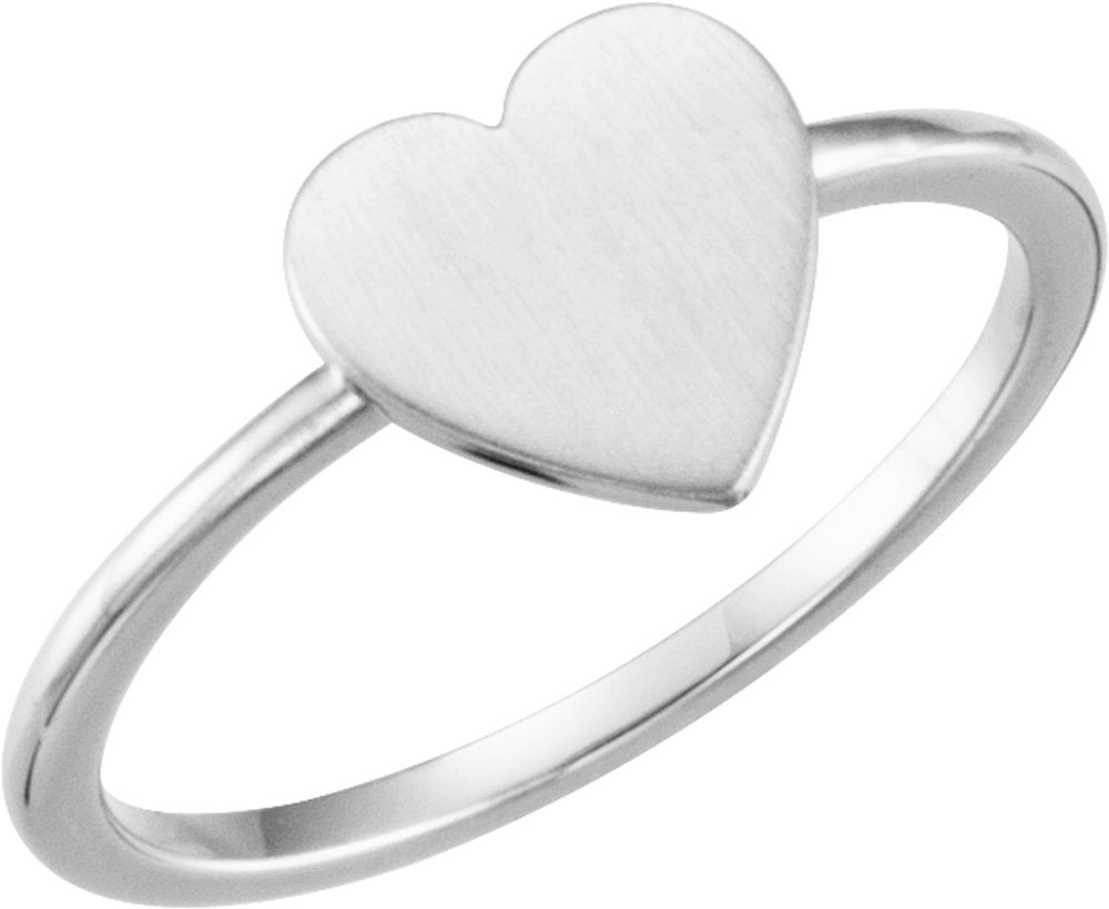 14K White Be Posh® Engravable Heart Signet Ring