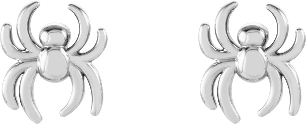 14K White Spider Earrings