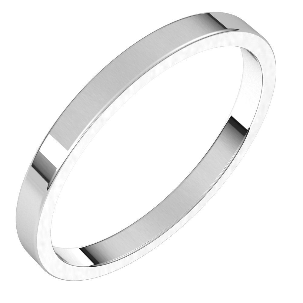 18K White Gold 2 mm Flat Band Size 6