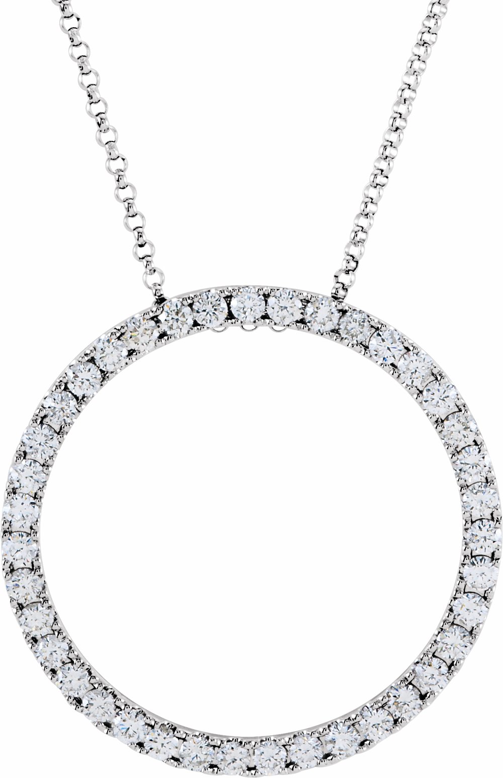 14K White Gold 1 CTW Natural Diamond Circle 18" Necklace