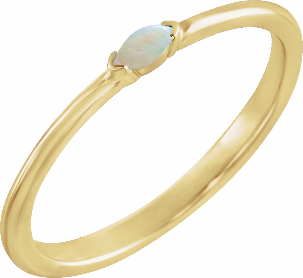 14K Yellow Gold Natural Ethiopian Opal Stackable Ring