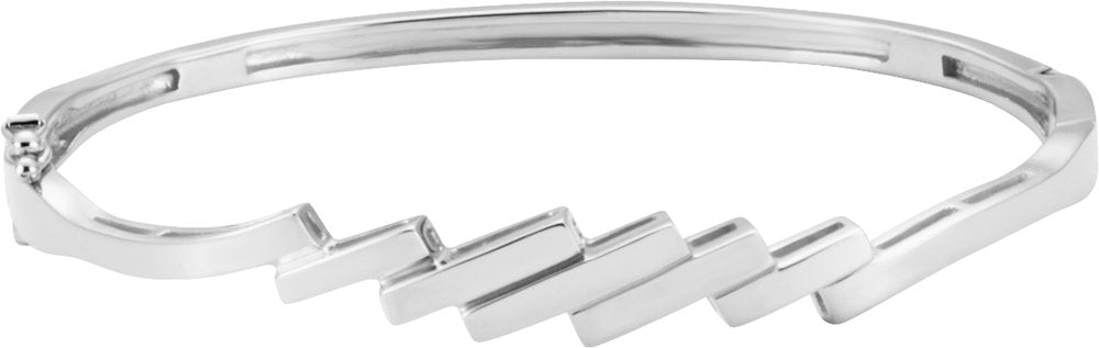 14K White Hinged Bangle 6 1/2" Bracelet
