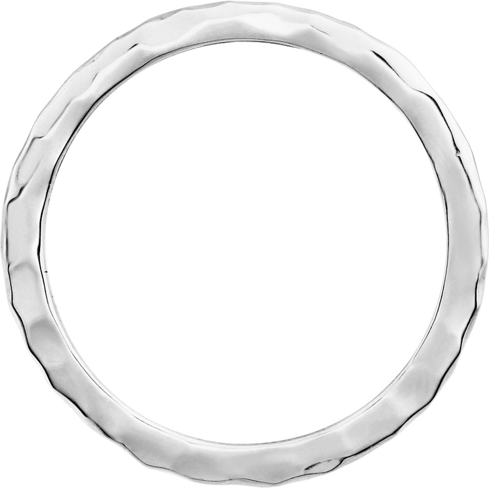 14K White 1.6 mm Hammered Stackable Ring Size 7