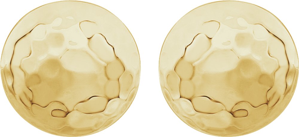 14K Yellow Hammered Disk Earrings