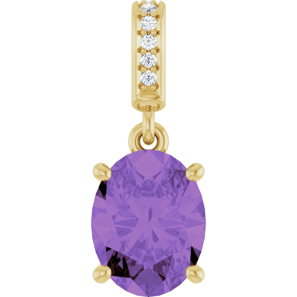 14K Yellow Gold Natural Amethyst & .03 CTW Natural Diamond Charm/Pendant