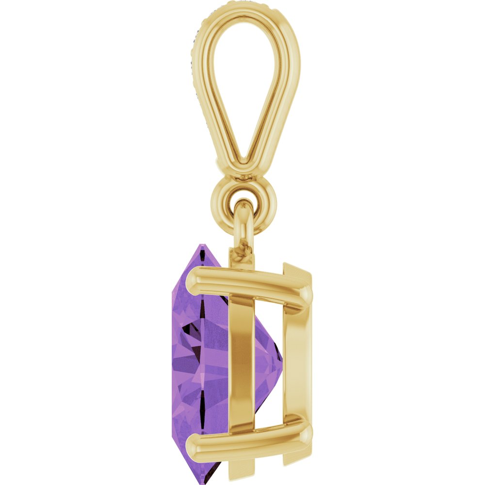 14K Yellow Gold Natural Amethyst & .03 CTW Natural Diamond Charm/Pendant