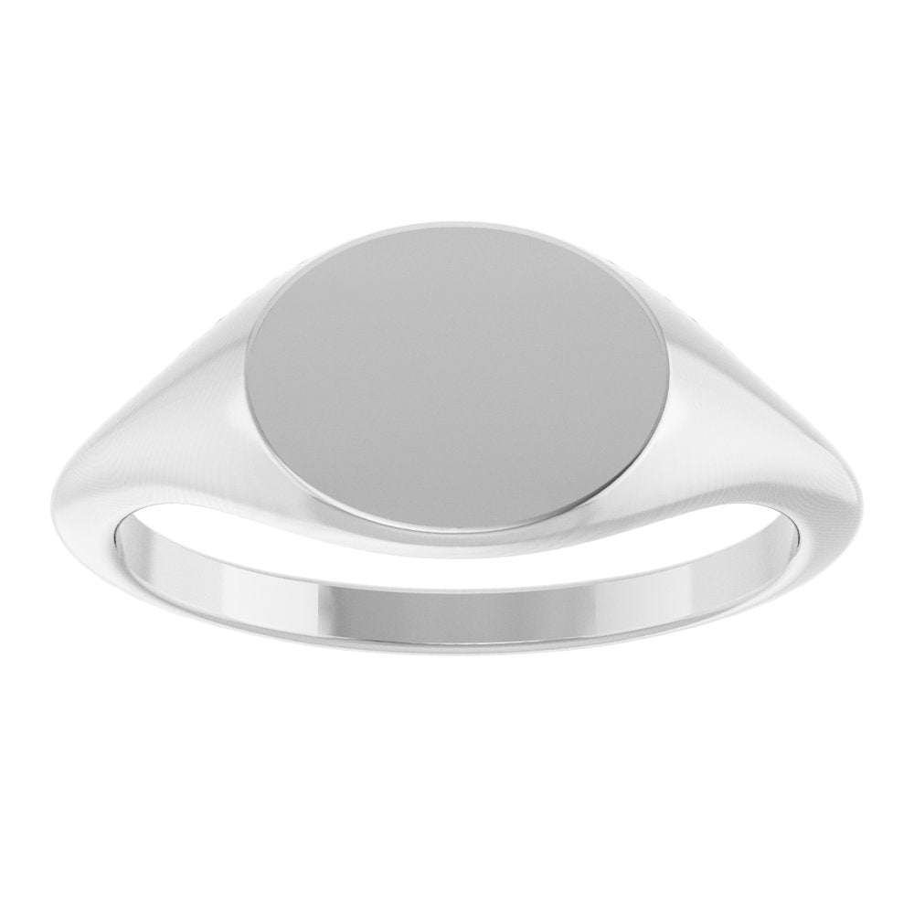 14K White Gold Oval Signet Ring