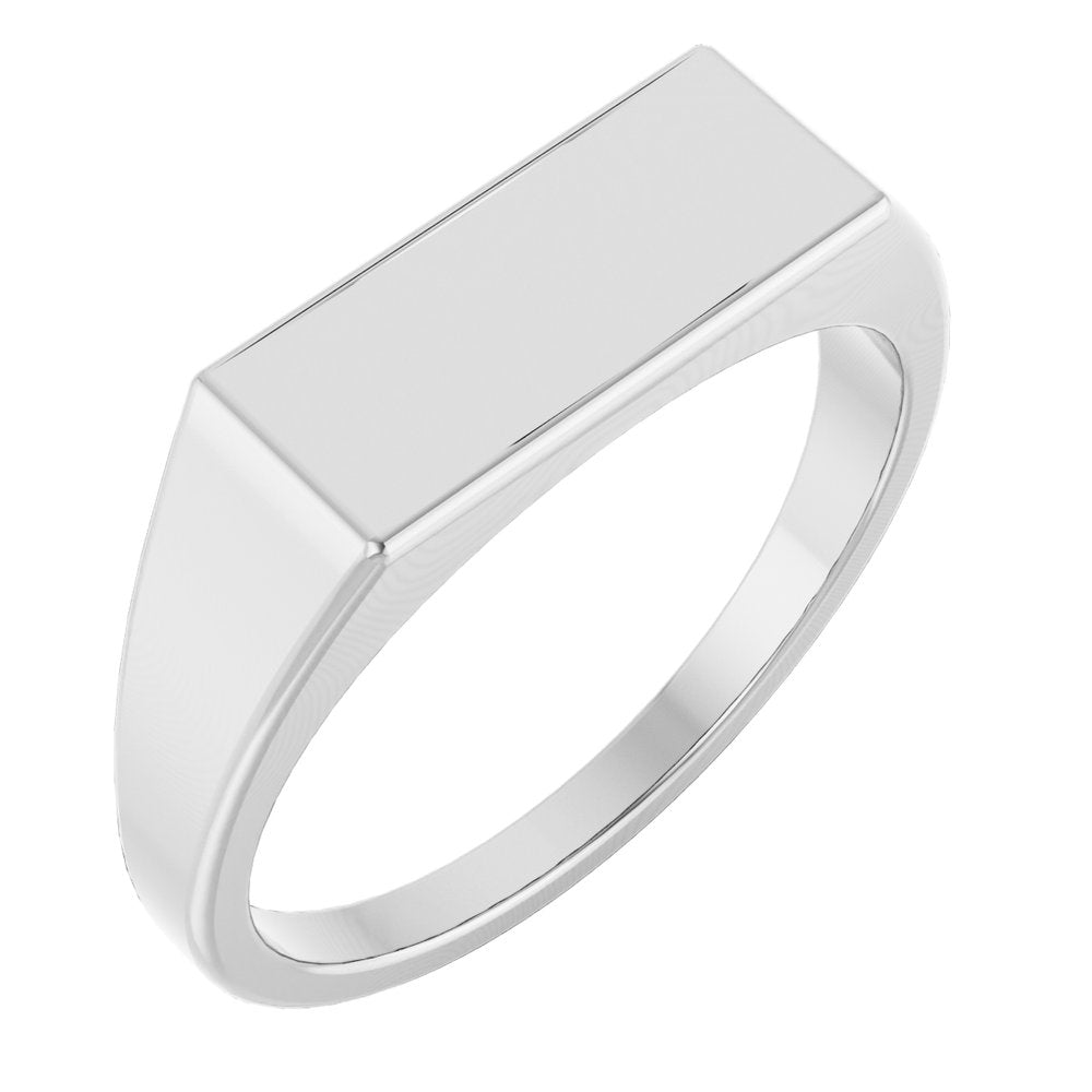 14K White Gold 15x7 mm Rectangle Signet Ring