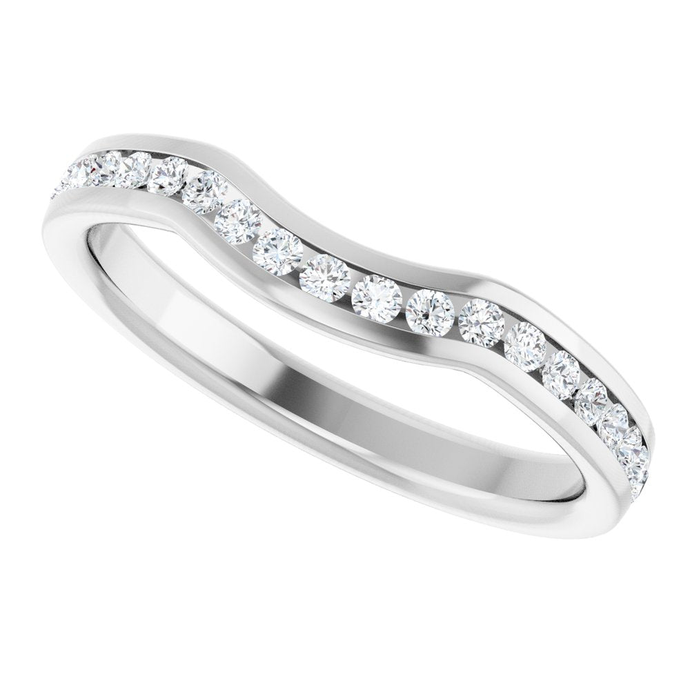 14K White 1/3 CTW Natural Diamond Contour Band
