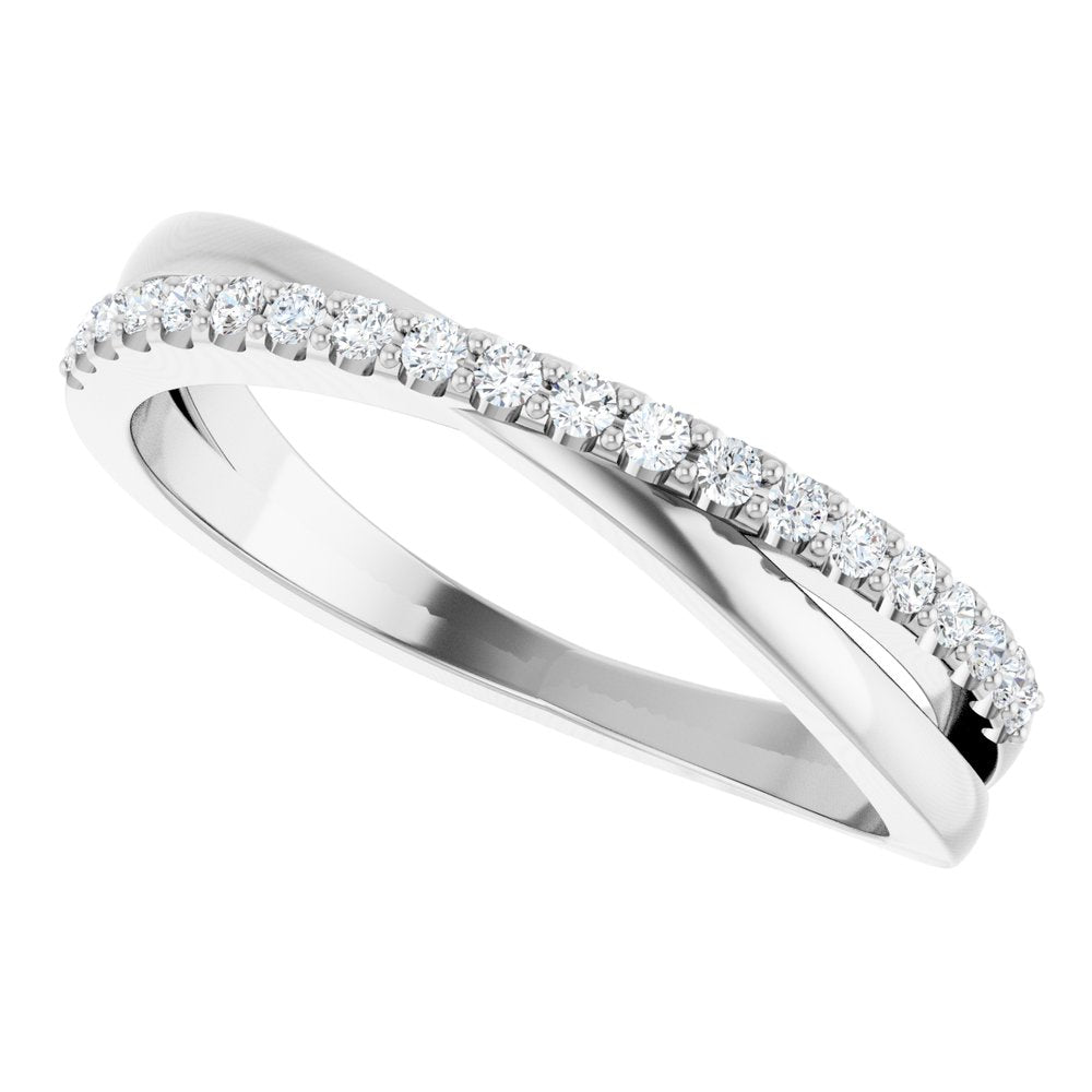 14K White Gold 1/6 CTW Natural Diamond Criss-Cross Ring