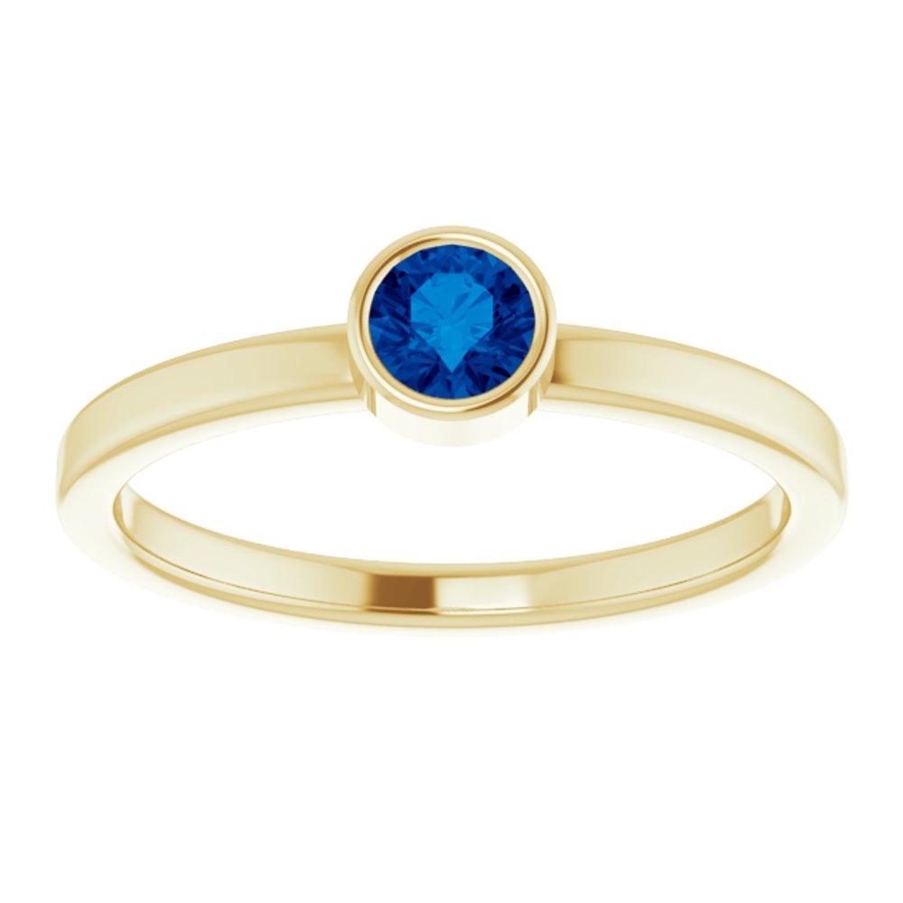 14K Yellow 4 mm Lab-Grown Blue Sapphire Ring