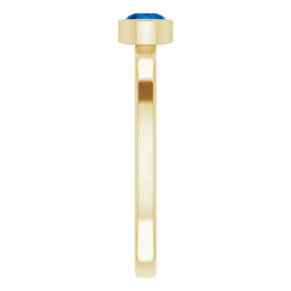 14K Yellow 4 mm Lab-Grown Blue Sapphire Ring