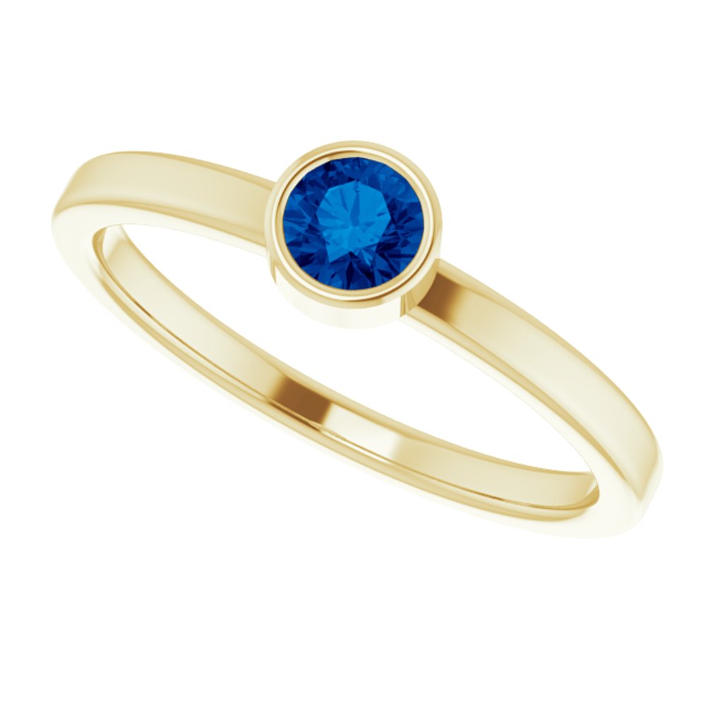 14K Yellow 4 mm Lab-Grown Blue Sapphire Ring