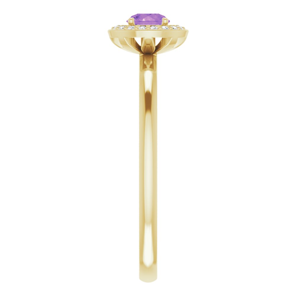 14K Yellow Gold Natural Amethyst & .05 CTW Natural Diamond Ring
