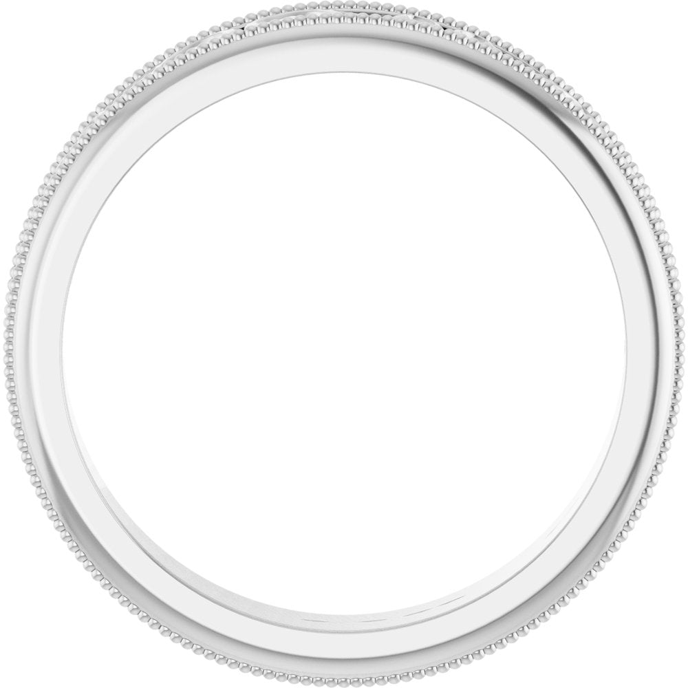 14K White Gold 4 mm Milgrain Edge Sculptural Flat Band Size 7