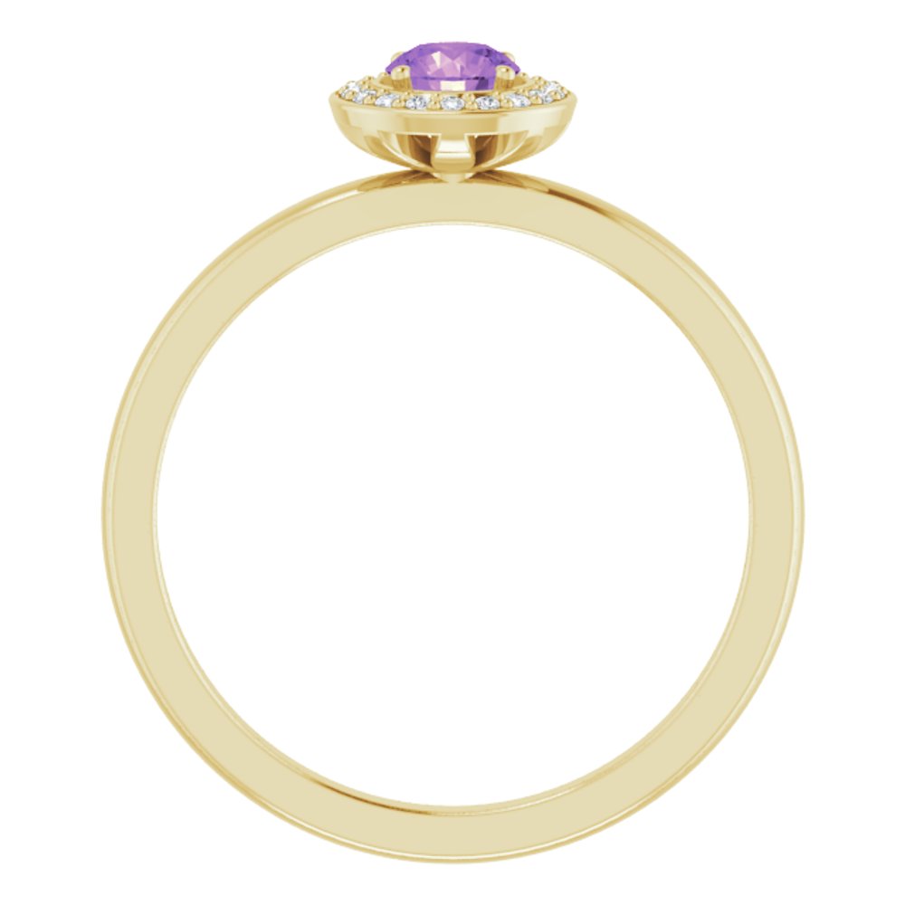 14K Yellow Gold Natural Amethyst & .05 CTW Natural Diamond Ring