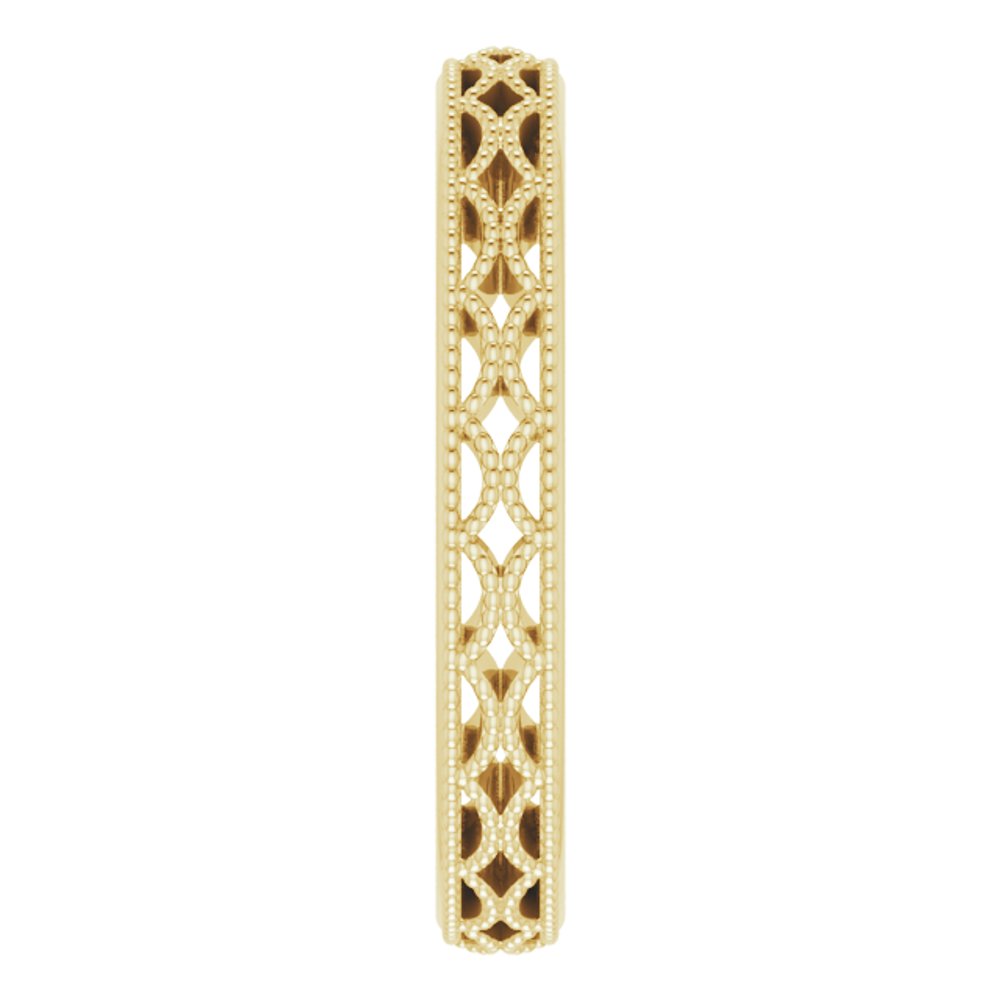 14K Yellow Gold 3 mm Crescent Milgrain Design
