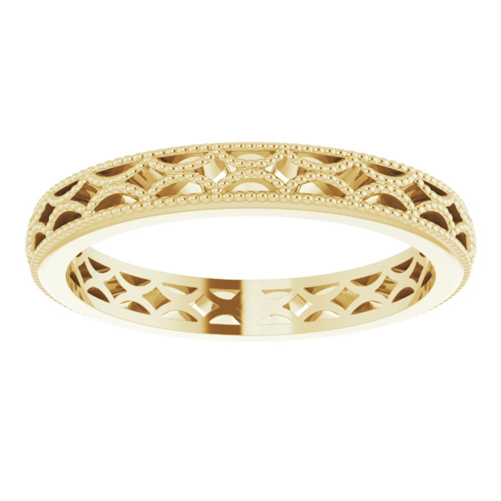 14K Yellow Gold 3 mm Crescent Milgrain Design