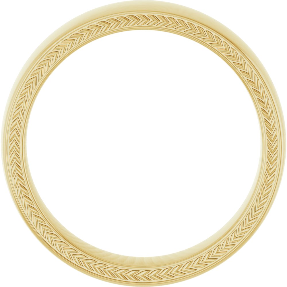 14K Yellow Gold Wheat Pattern Inlay 6 mm Comfort-Fit Half Round Band Size 10