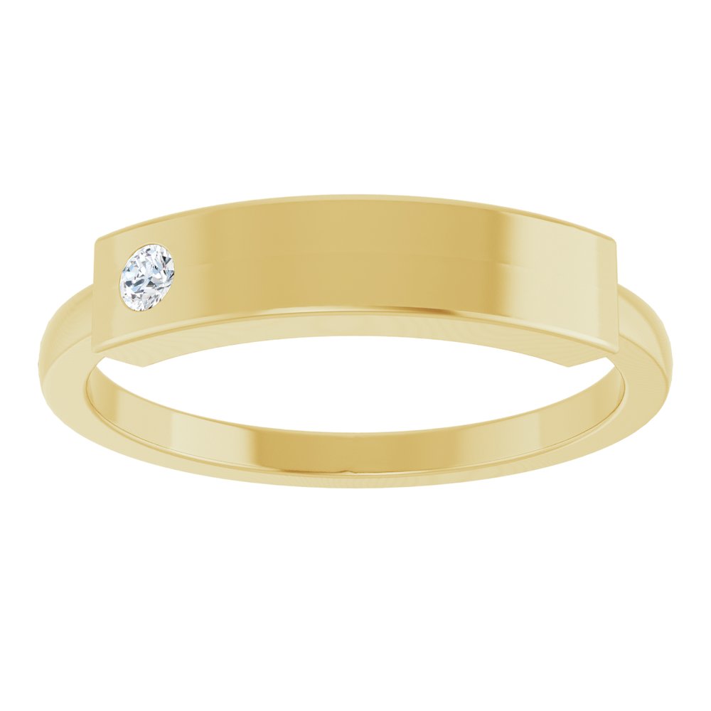 14K Yellow Gold .03 CT Natural Diamond Stackable Family Signet Ring