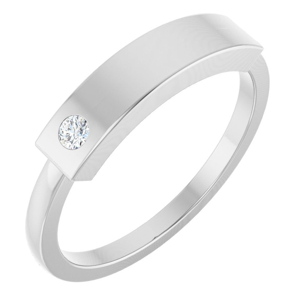 Sterling Silver .03 CT Natural Diamond Stackable Family Signet Ring