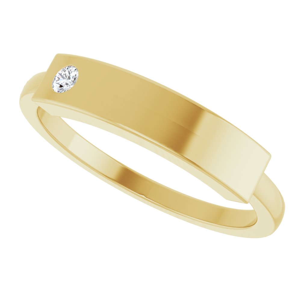 14K Yellow Gold .03 CT Natural Diamond Stackable Family Signet Ring