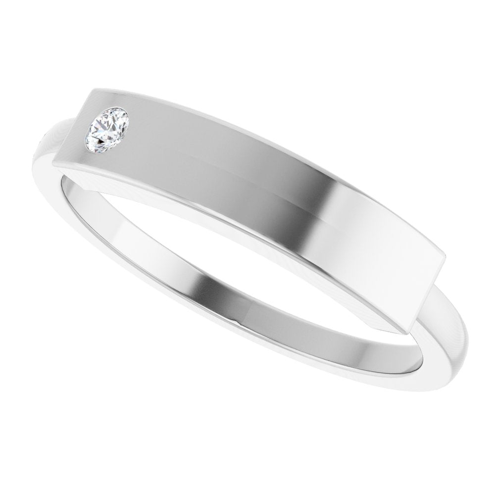 Sterling Silver .03 CT Natural Diamond Stackable Family Signet Ring