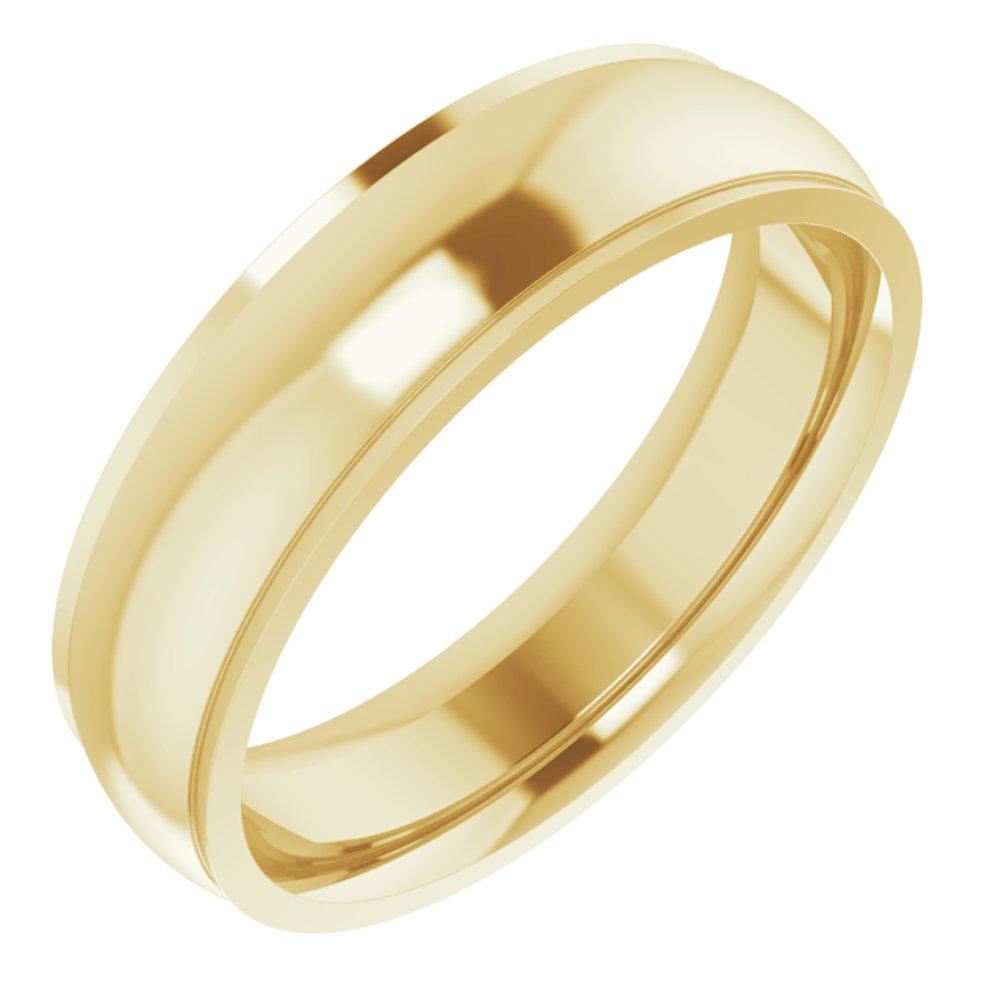 14K Yellow 5 mm Stepped-Edge Comfort-Fit Half Round Band Size 6.5