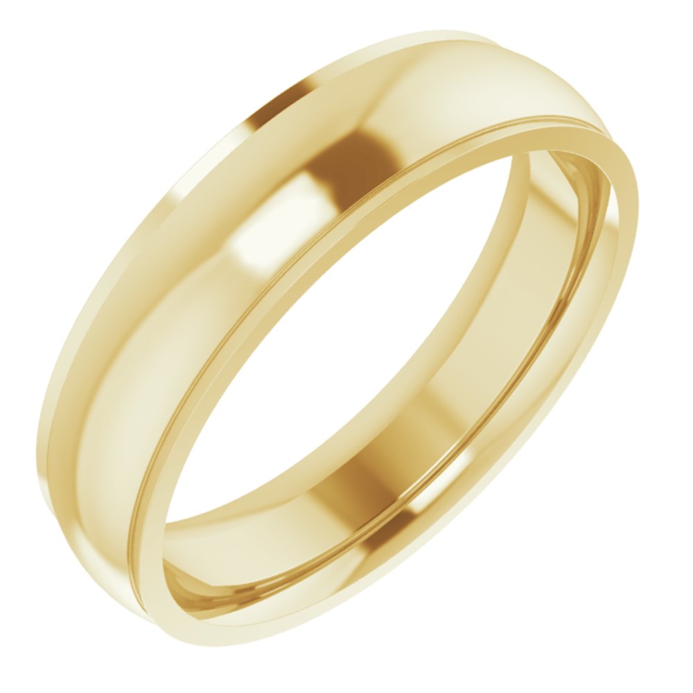 14K Yellow 5 mm Stepped-Edge Comfort-Fit Half Round Band Size 7.5