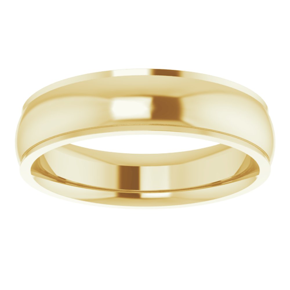 14K Yellow 5 mm Stepped-Edge Comfort-Fit Half Round Band