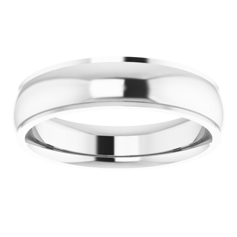 14K White 5 mm Stepped-Edge Comfort-Fit Half Round Band