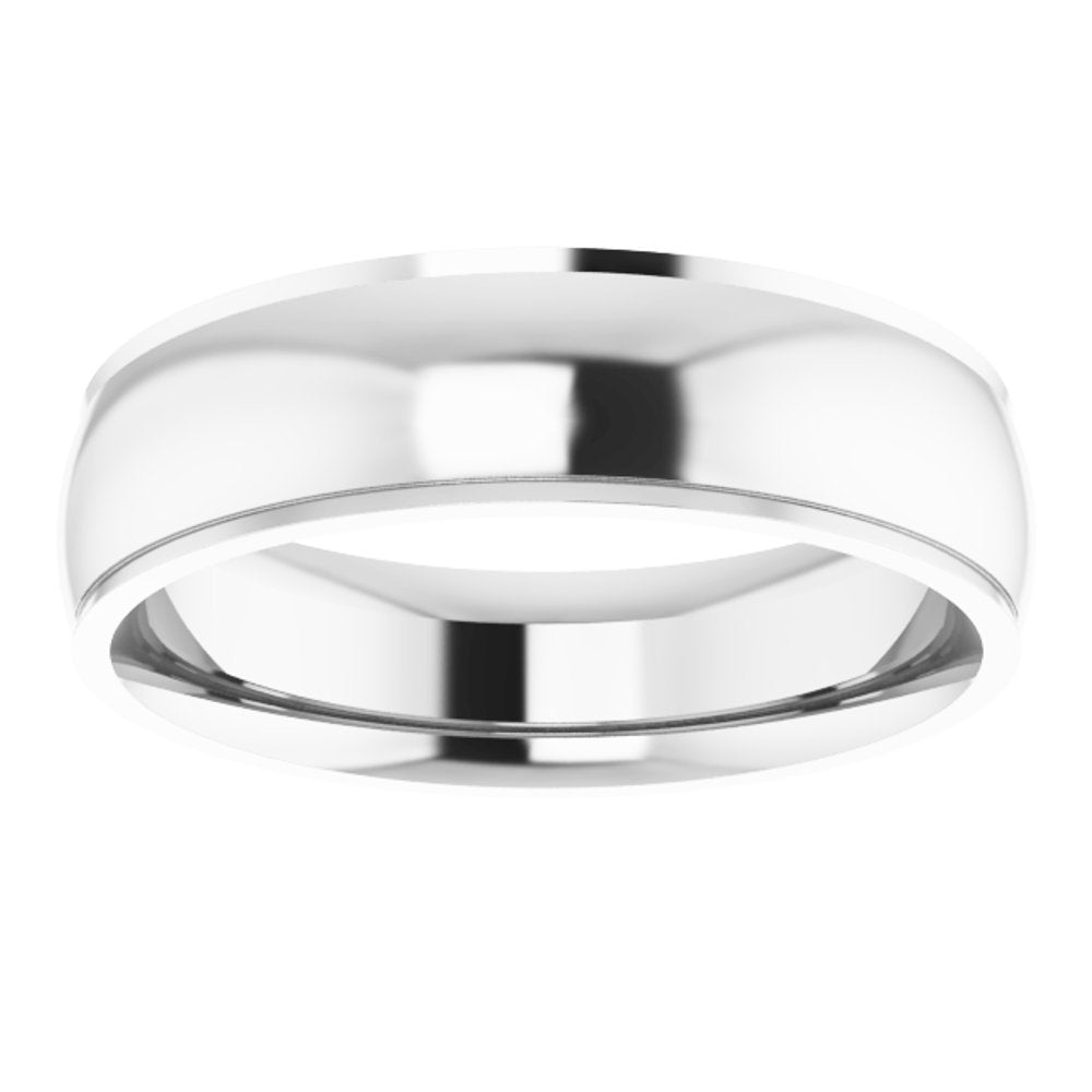 10K White 6 mm Stepped-Edge Comfort-Fit Half Round Band Size 10