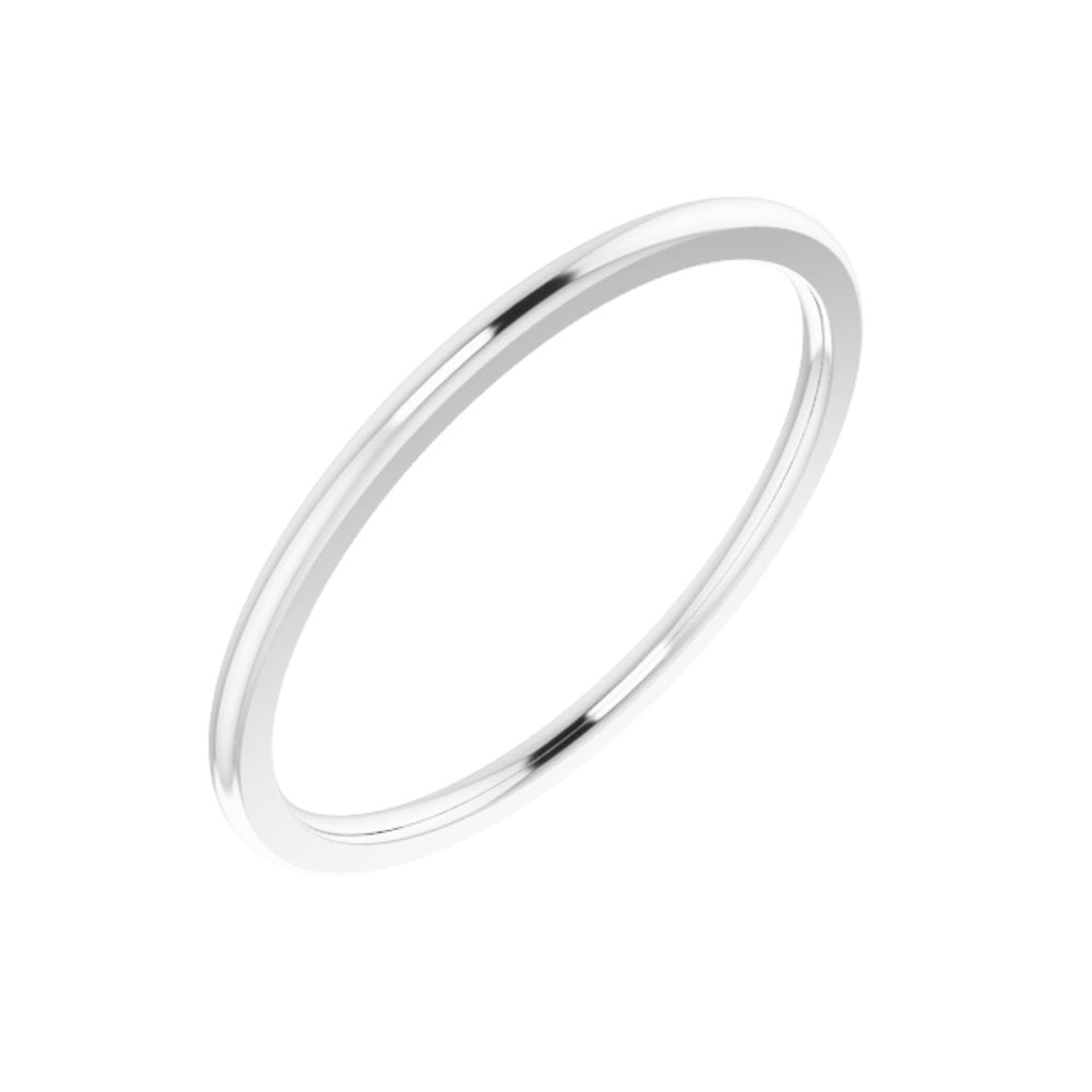 14K White Gold 1 mm Comfort-Fit Half Round Band Size 5