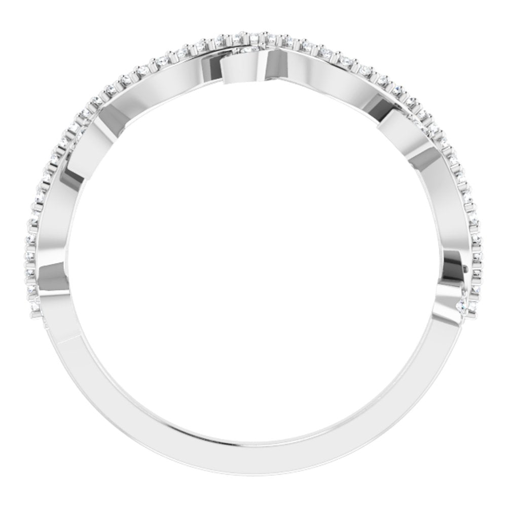 14K White Gold 1/8 CTW Natural Diamond Leaf Ring