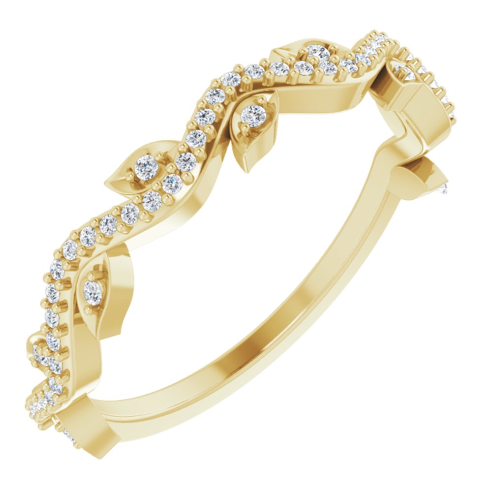 14K Yellow Gold 1/8 CTW Natural Diamond Leaf Ring
