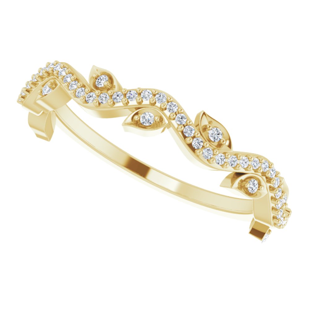 14K Yellow Gold 1/8 CTW Natural Diamond Leaf Ring