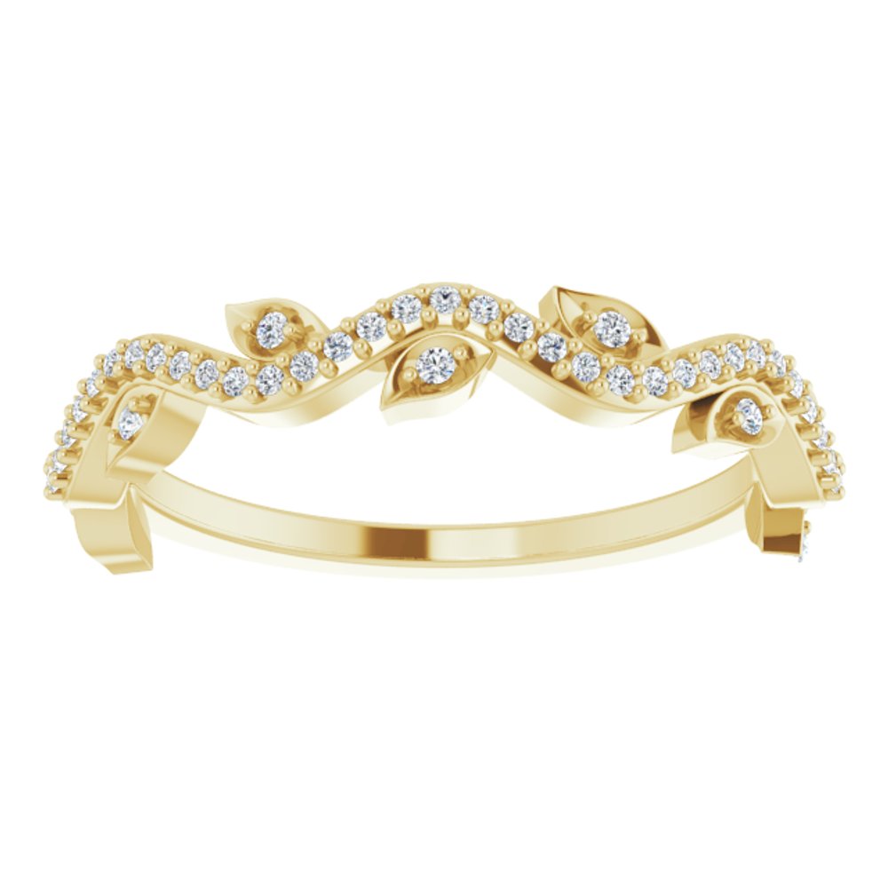 14K Yellow Gold 1/8 CTW Natural Diamond Leaf Ring