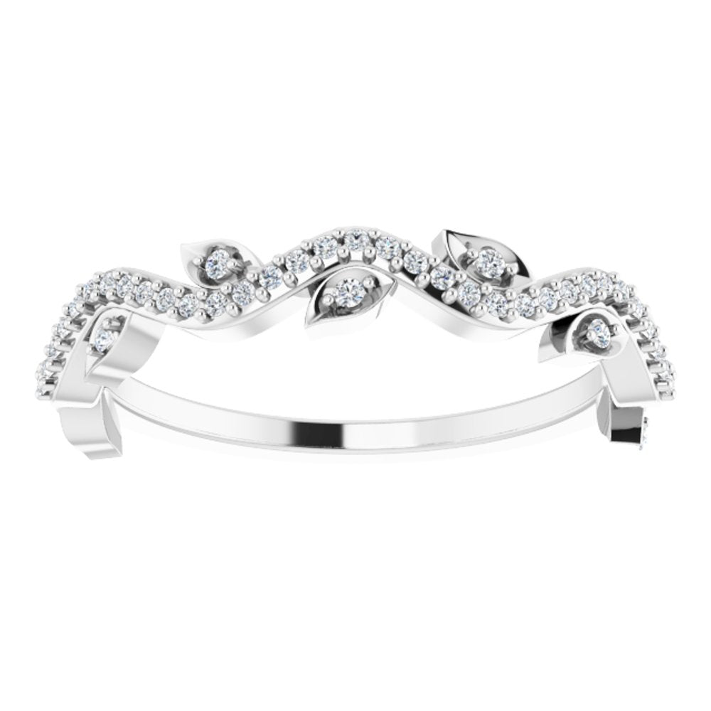 14K White Gold 1/8 CTW Natural Diamond Leaf Ring