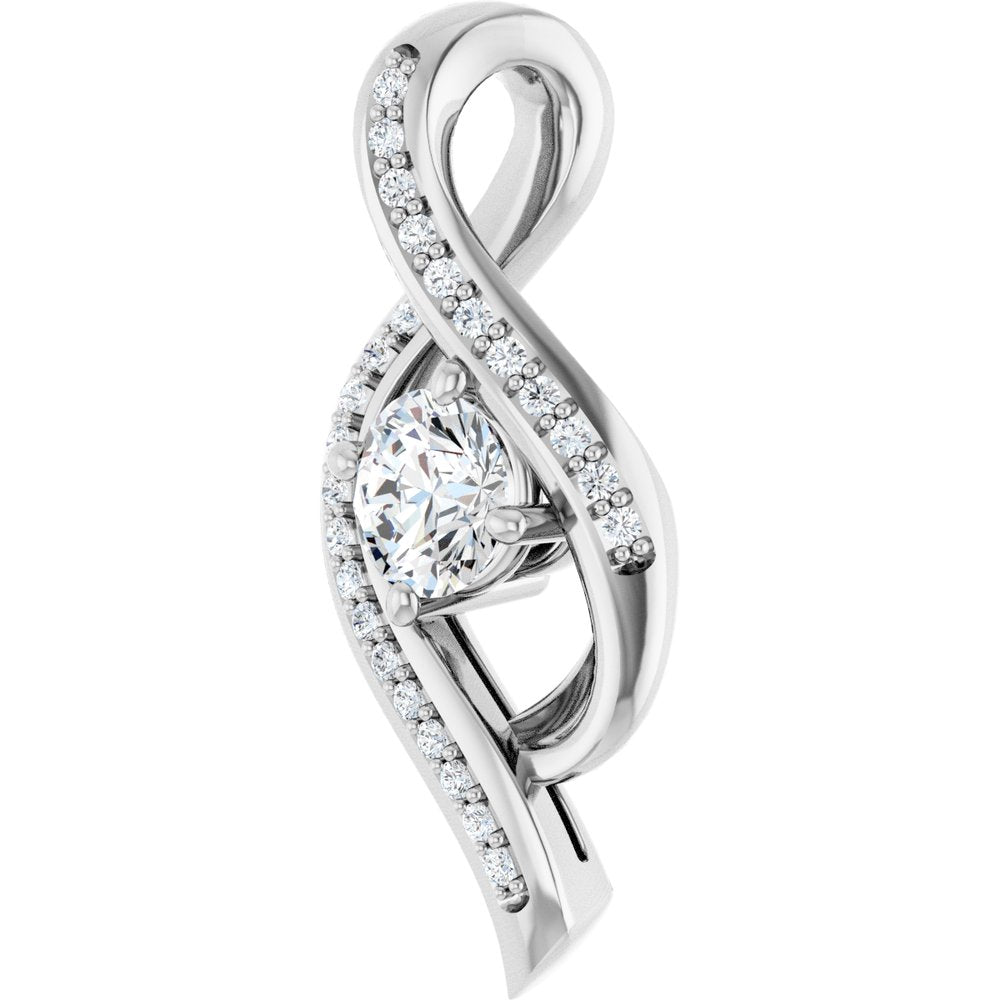 14K White 1/3 CTW Natural Diamond Pendant