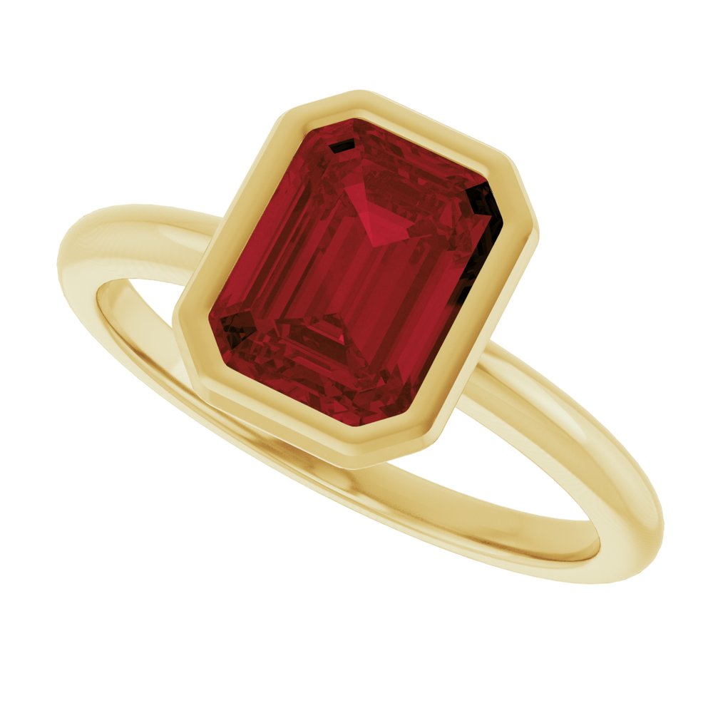 14K Yellow Gold 8x6 mm Natural Mozambique Garnet Bezel-Set Ring