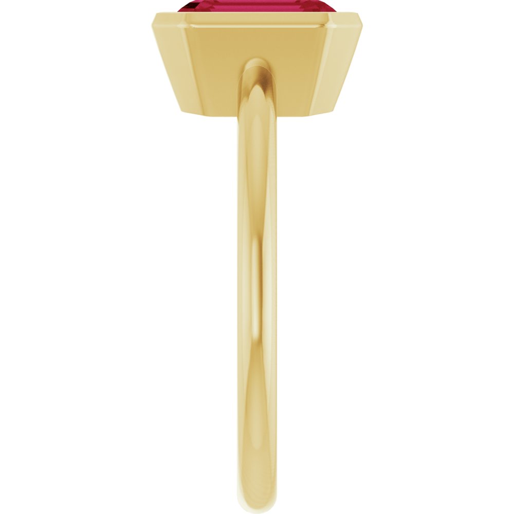 14K Yellow Gold 8x6 mm Lab-Grown Ruby Bezel-Set Ring