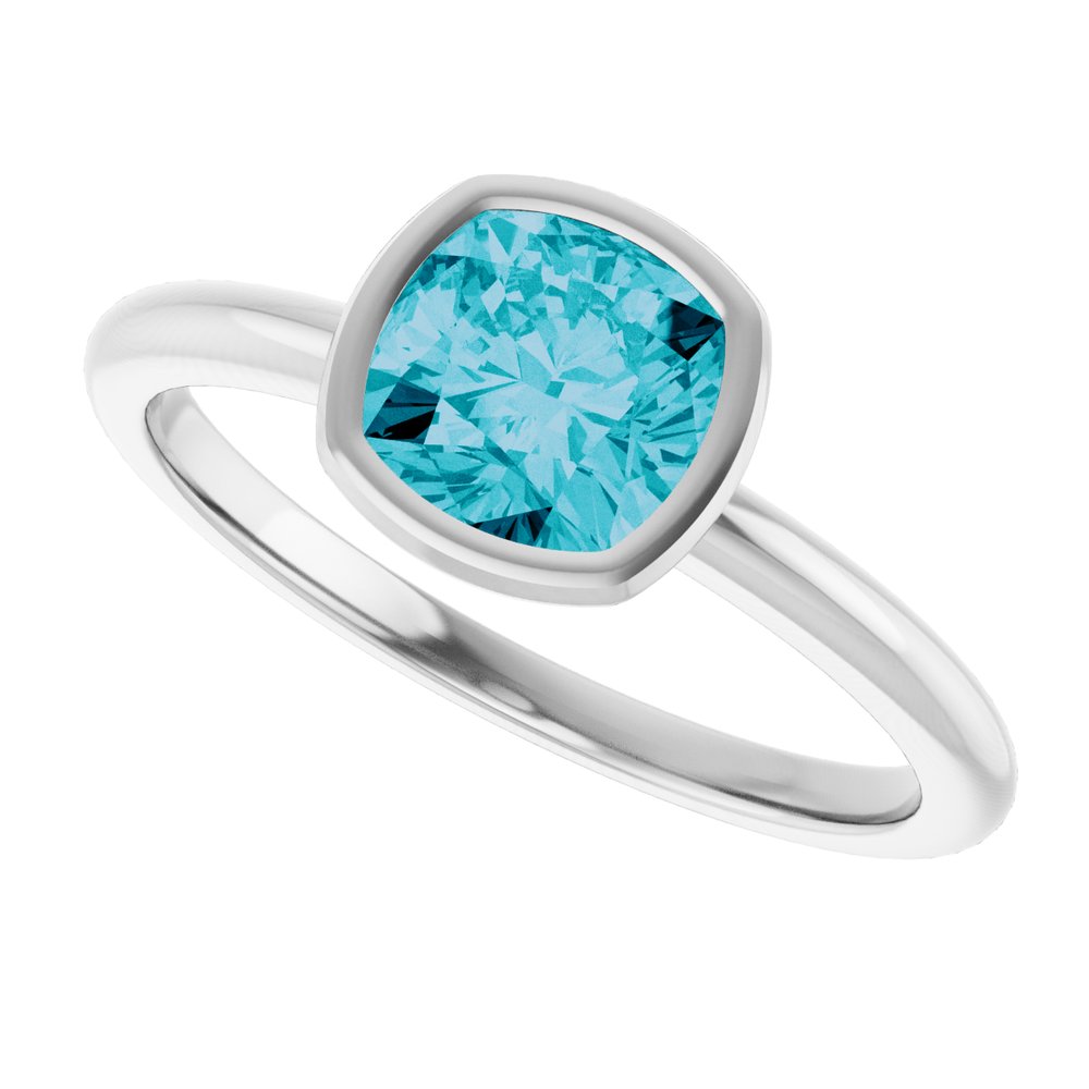 14K White Gold Natural London Blue Topaz Ring