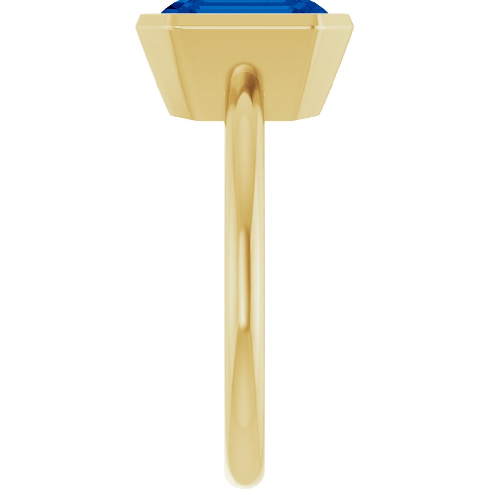 14K Yellow Gold Lab-Grown Blue Sapphire Ring