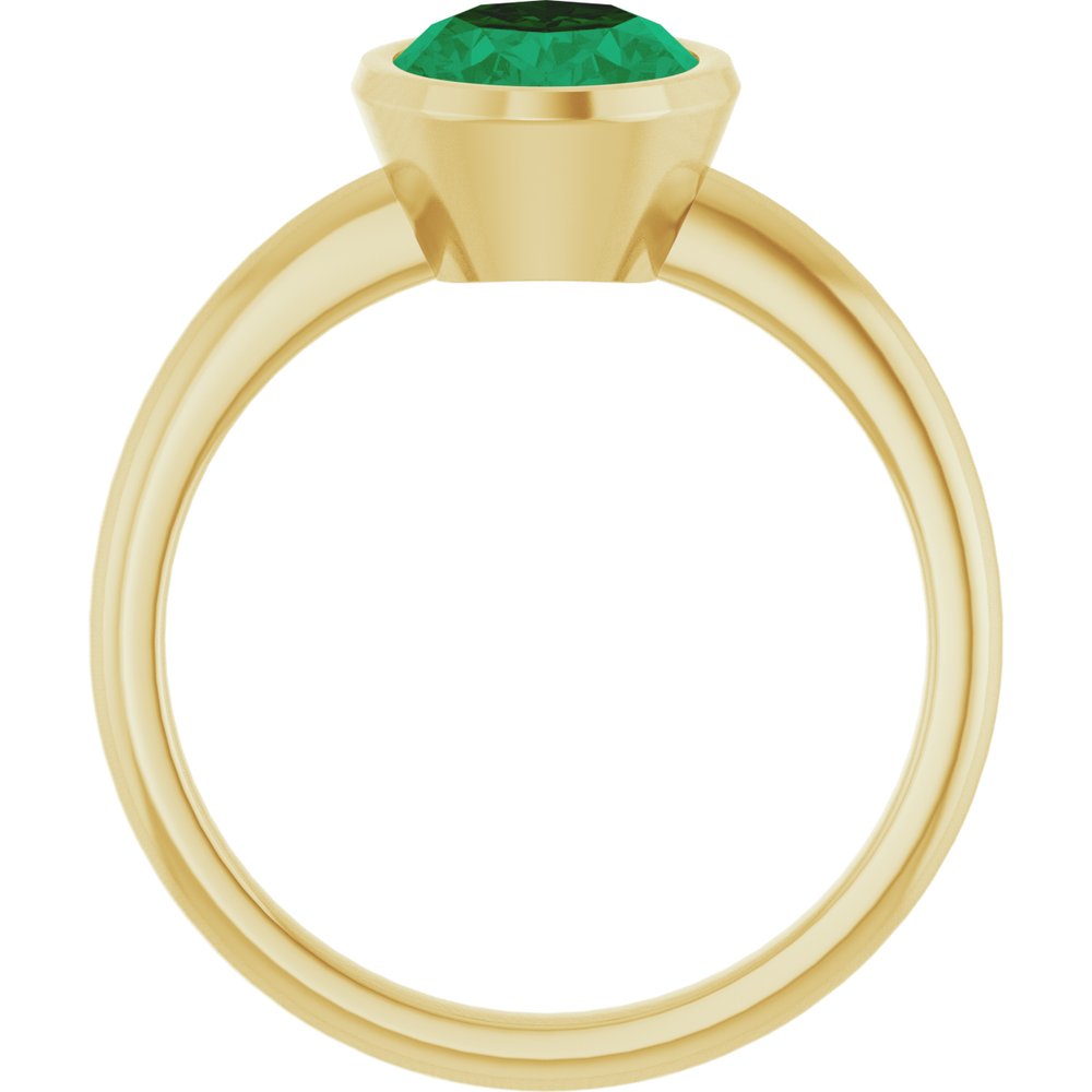 14K Yellow Gold Lab-Grown Emerald Ring