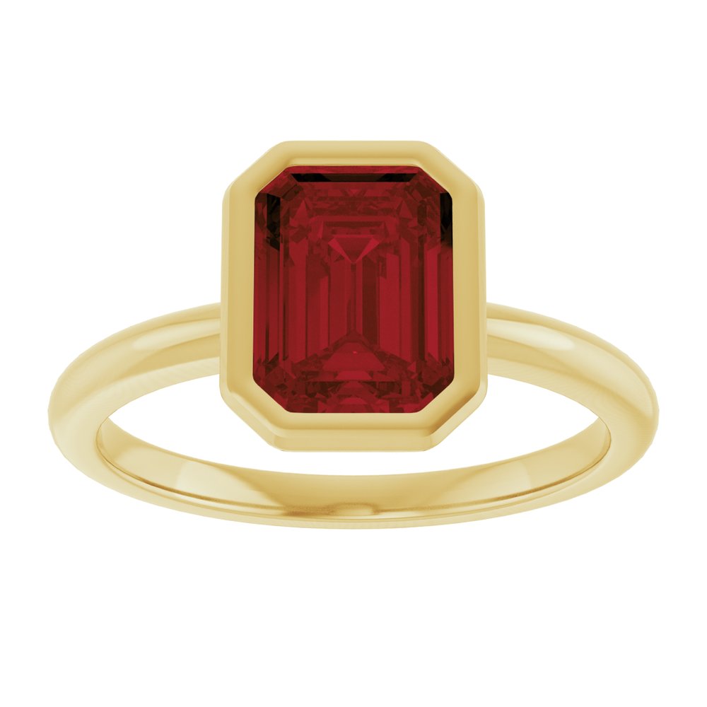 14K Yellow Gold 8x6 mm Natural Mozambique Garnet Bezel-Set Ring