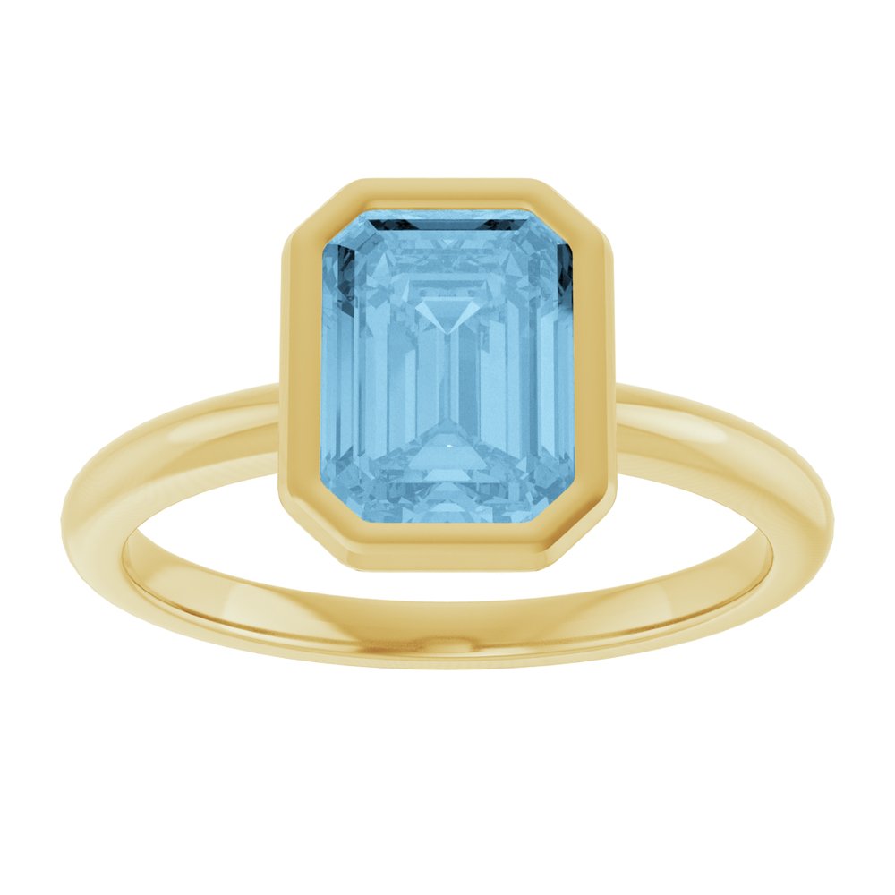 14K Yellow Gold 8x6 mm Natural Sky Blue Topaz Bezel-Set Ring