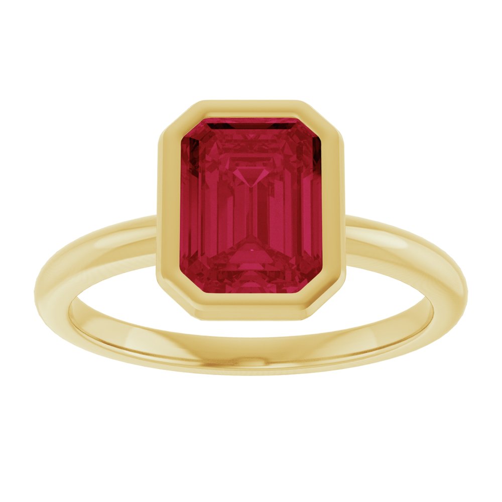 14K Yellow Gold 8x6 mm Lab-Grown Ruby Bezel-Set Ring