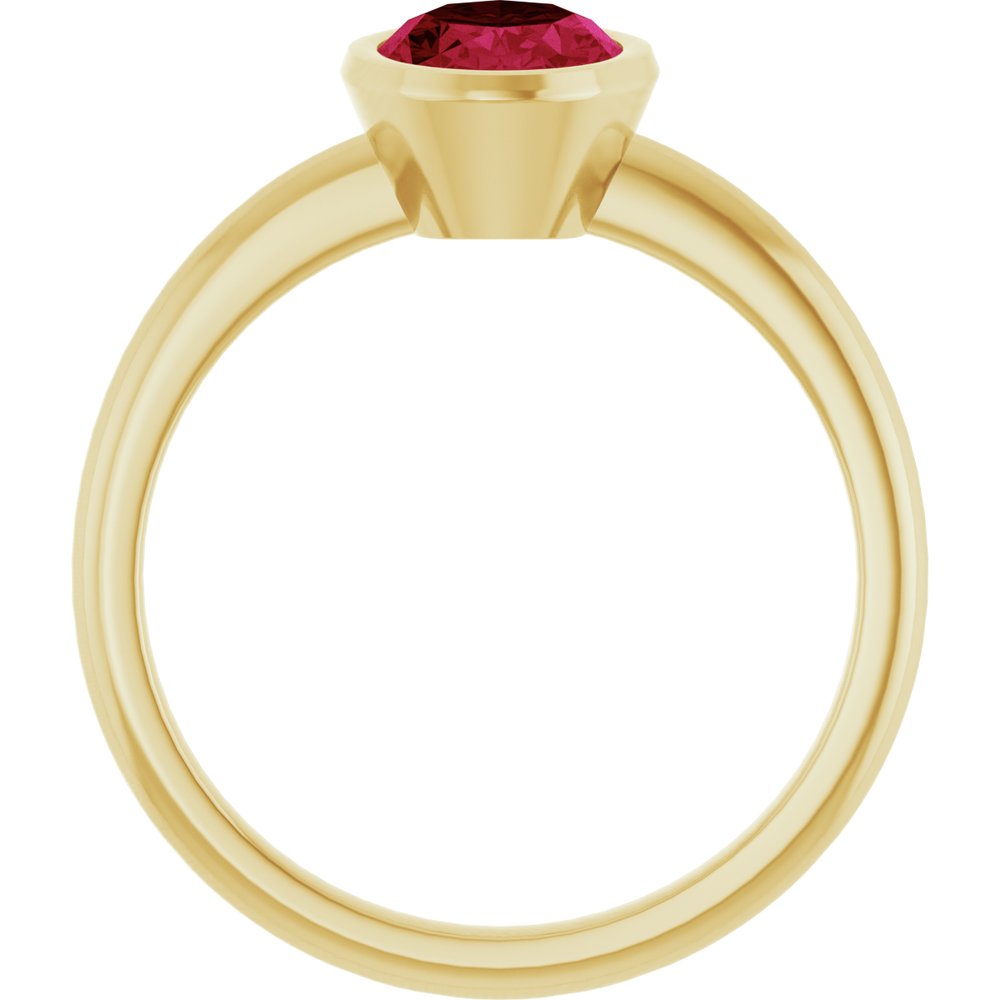 14K Yellow Gold 8x6 mm Lab-Grown Ruby Bezel-Set Ring