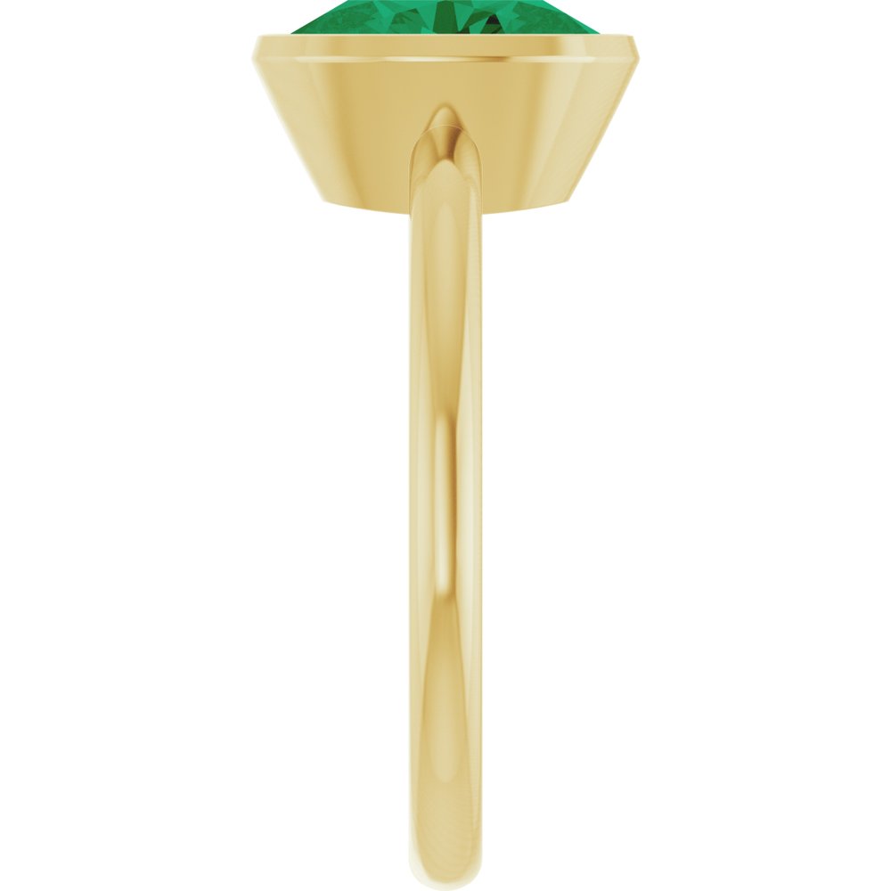 14K Yellow Gold Lab-Grown Emerald Ring